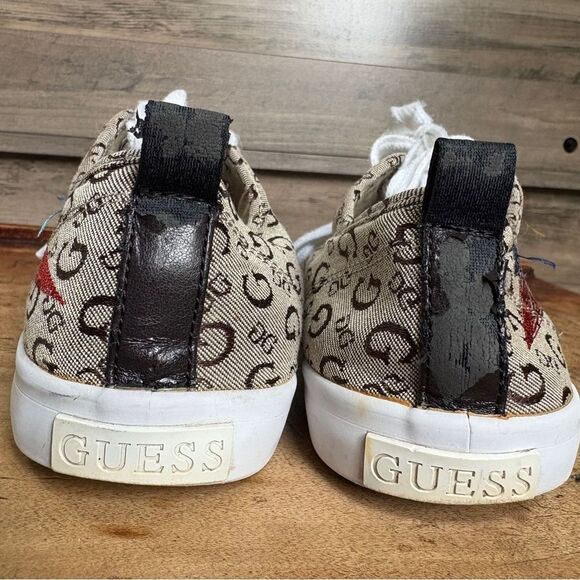 Guess Brown White Sneakers Colorful Embroidered Feather Design Women's 8 - Picture 12 of 13